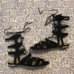 Schutz Black Suede Gladiator Sandal